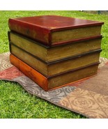 Stacked Italian Leather Books Coffee Console Table - Maitland Style Drawer - $15,901.11 MXN