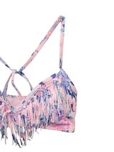 LA Hearts Bikini Top Small Pink Floral Fringe Strappy Boho Swim image 4