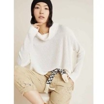 Maeve Anthropologie Vanna Ribbed Cowl Neck Cream Stretch Sweater Size Small - £16.51 GBP