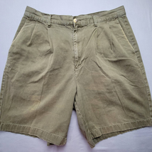 Covington Men Shorts Size 34 Green Olive Khaki Classic Pleats Pocket 100% Cotton - £8.42 GBP