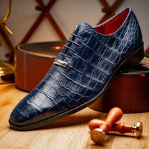 Men's Shoes Bono Genuine Alligator Oxford Navy image 10