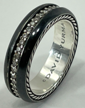 David Yurman - Streamline Band Ring - Black Titanium With Pave Diamonds - Size 7 - £1,179.49 GBP