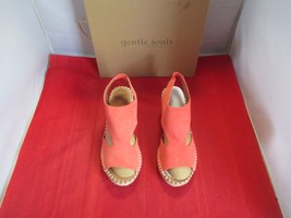 GENTLE SOULS Cody Wedge Espadrille Sandals $129 US Size 9 1/2 - Coral  #974 - £46.45 GBP