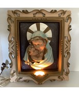 Vtg MCM Ceramic Mother Mary Jesus Lg Lighted Religious Figure Wall Hangi... - $225.56 CAD