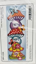 Design Works Crafts Faith Hope Love Mushrooms Wall Hanging Plastic Canvas 2246 - $20.56