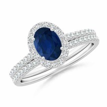 ANGARA 1.29Ct Natural Blue Sapphire and Diamond Bridal Set in 14K Solid ... - £1,475.93 GBP