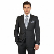 Men's Suit Wool Cashmere Georgio Cosani Two Buttons 910-04 Gray Pinstripe image 4