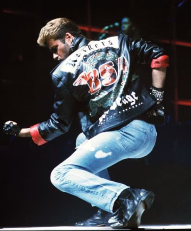 Men's BSA George Michael Faith Rockers Revenge Biker Real Leather Jacket