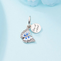 925 Sterling Silver Blue Butterfly &amp; Quote Double Dangle Charm Bead - £13.28 GBP