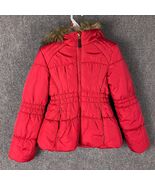 Weather Tamer Jacket Girls Small 7-8 Full Zip Fur Lined Hoodie Red Polye... - $26.51 CAD