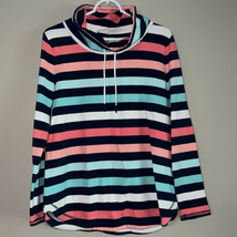 T By Talbots Taffy Stripe Drawstring Pullover Sweater Size Medium - £18.49 GBP