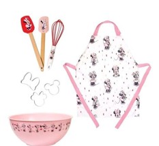 Disney ~ 8 Piece Kids&#39; Baking Set ~ MINNIE MOUSE ~ Apron ~ Bowl ~ Utensils - £43.39 GBP