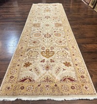 Wide Runner Rug 4x12 Peshawar Chobi Carpet for Hallway Beige Handmade Wool Rug - £1,754.52 GBP