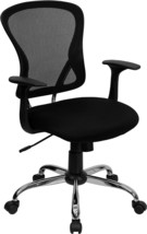 Mid-Back Black Mesh Swivel Task Office Chair With Chrome Base And Arms From - £155.81 GBP