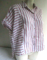 Christian Siriano NY 100% Linen Striped Blouse Top Shirt Womens MED Bangladesh - £18.97 GBP
