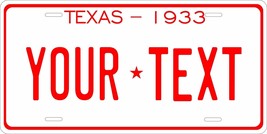 Lone Star 1933 License Plate Personalized Custom Car Auto Bike Motorcycle Moped - £8.48 GBP+