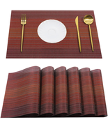 Pauwer Placemats Set of 6 Woven Placemats for Dining Table Indoor Outdoo... - £14.75 GBP