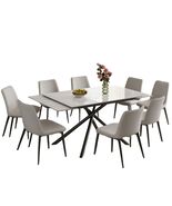 Modern Retractable Sintered Stone Dining Set | 8 Chairs, Black Steel - $1,450.21 CAD