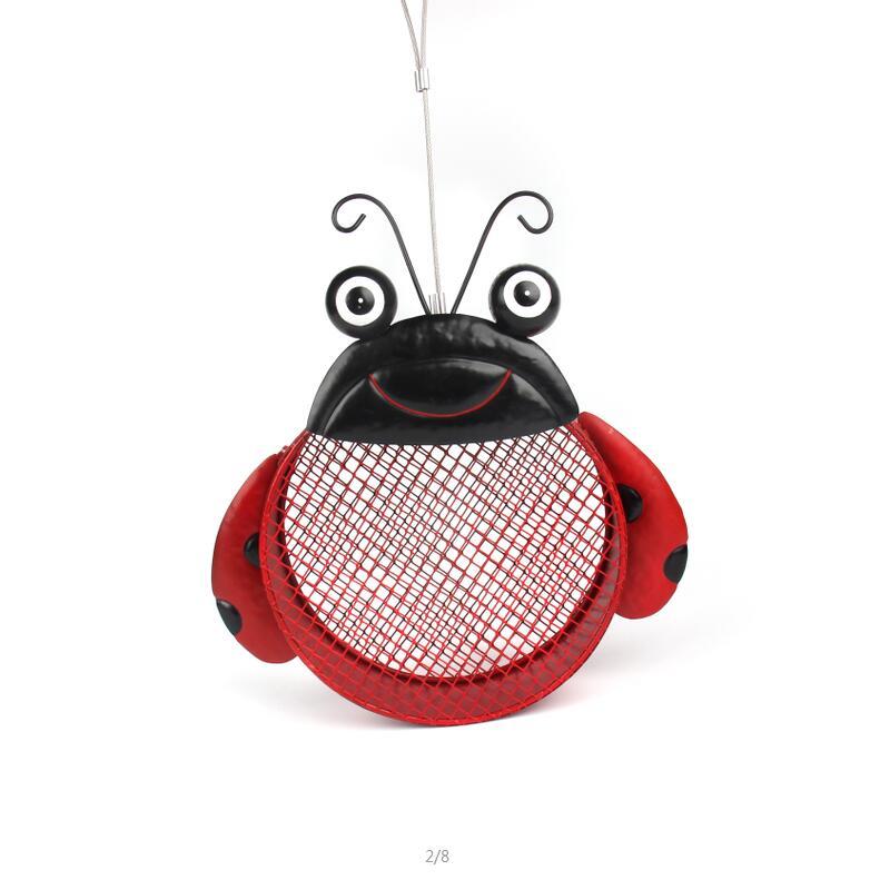 Handmade Ladybug Metal Mesh Wild Bird Feeder Red for Garden Outdoor Hanging or H