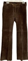 Victoria&#39;s Secret Moda International Suede LEATHER Bootcut Pants Lined 4P Brown - £20.44 GBP