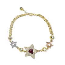 Real 14k Tri Color Gold Star Bracelet 7 inch - £444.74 GBP