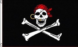 K&#39;s Novelties 3x5 Jolly Roger Pirate Gold Teeth 5&#39; x 3&#39; Skull Skeleton Pirate - £10.32 GBP