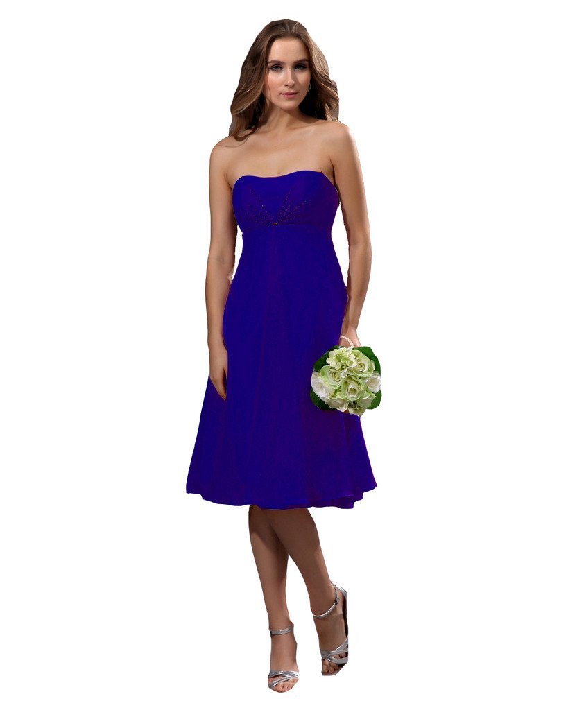 Kivary Women's Short Beaded Bridesmaid Dresses Royal Blue US 12