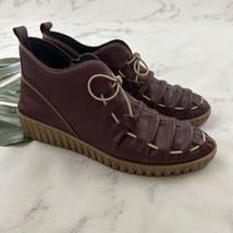 Spring Step Womens Ankle Boot Booties Size 42 Red Purple Leather Low Wedge - $905.69 MXN