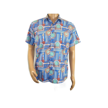 Men's Sports Shirt by MIZUMI Medallion Printed Soft Feel Short Sleeves M646 Blue image 12