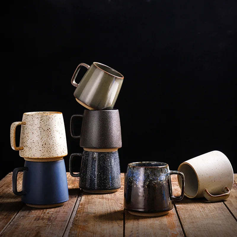 Chinese Hand Painted Ceramic Mugs with Creative Handles - 301-400ml - $20.99