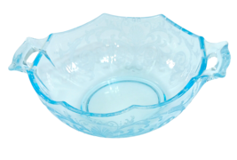Fostoria Versailles Blue Sweet Meat Dish With Square Handles - One Of A Kind! - £34.16 GBP