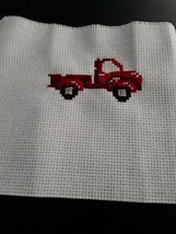 Completed Red Truck Finished Cross Stitch - $4.99