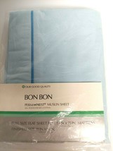 NWT Vintage Sears Bon Bon Perma Prest  Muslin Full Flat Bed Sheet Light Blue - £23.90 GBP