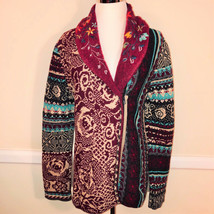 NWT IVKO Embroidered Floral Tartan Wool Cardigan Coat 40 Oversized New Tags - £297.09 GBP