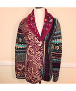 NWT IVKO Embroidered Floral Tartan Wool Cardigan Coat 40 Oversized New Tags - £300.22 GBP
