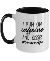 Mom Mugs I Run On Caffeine and Kisses Black-2T-Mug  - £14.11 GBP