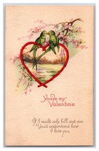 Lvoe Birds Heart Wreath You&#39;re My Valentine UNP DB Postcard W13 - £3.91 GBP
