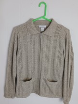 ALLISON DALEY Womens Size PETITE SMALL Sweater CARDIGAN Full Zip BROWN B... - $296.28 MXN