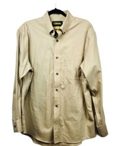 Cabela&#39;s Mens VTG Brown Long Sleeve Button Down 100% Cotton Shirt LG - £11.48 GBP