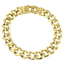 Men&#39;s Curb Cuban Link Bracelet 14k Solid Yellow Gold 43gr - £3,428.53 GBP