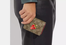 Coach Mini Wallet On A Chain With Strawberry Khaki Electric Red - £185.12 GBP