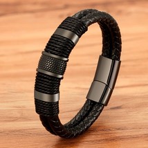 Mens Double Layered Leather Bracelet  - $14.99