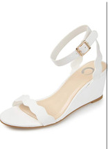Journee Collection Womens Wedge Heel Loucia White Sandal Shoes Size 9 - £15.65 GBP