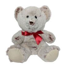 Hug Fun Beige Christmas Valentines Red Bow Teddy Bear Plush Stuffed Animal 11&quot; - £18.77 GBP