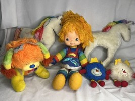 Vintage Rainbow Brite Plush Doll Lot X6 2 Horses Dog 2 Sprites Hallmark 1983 - £58.08 GBP