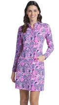 NWT Ladies IBKUL KRISTA HOT PINK CANDY PINK Long Sleeve Mock Golf Dress ... - £54.92 GBP