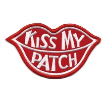 Kiss My Patch Iron On Patch 4.25&quot; Embroidered Applique Funny Red White Lips New - £3.89 GBP