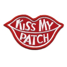 Kiss My Patch Iron On Patch 4.25&quot; Embroidered Applique Funny Red White Lips New - £3.70 GBP