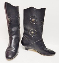CHANDLERS Boots Western Fashion Pull On Eyelet Conchos Leather Black 7 B... - $48.95