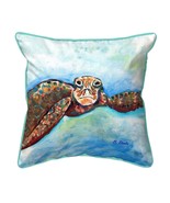 Betsy Drake Turtle Looking At Me Large Indoor Outdoor Pillow 18x18 - £37.58 GBP